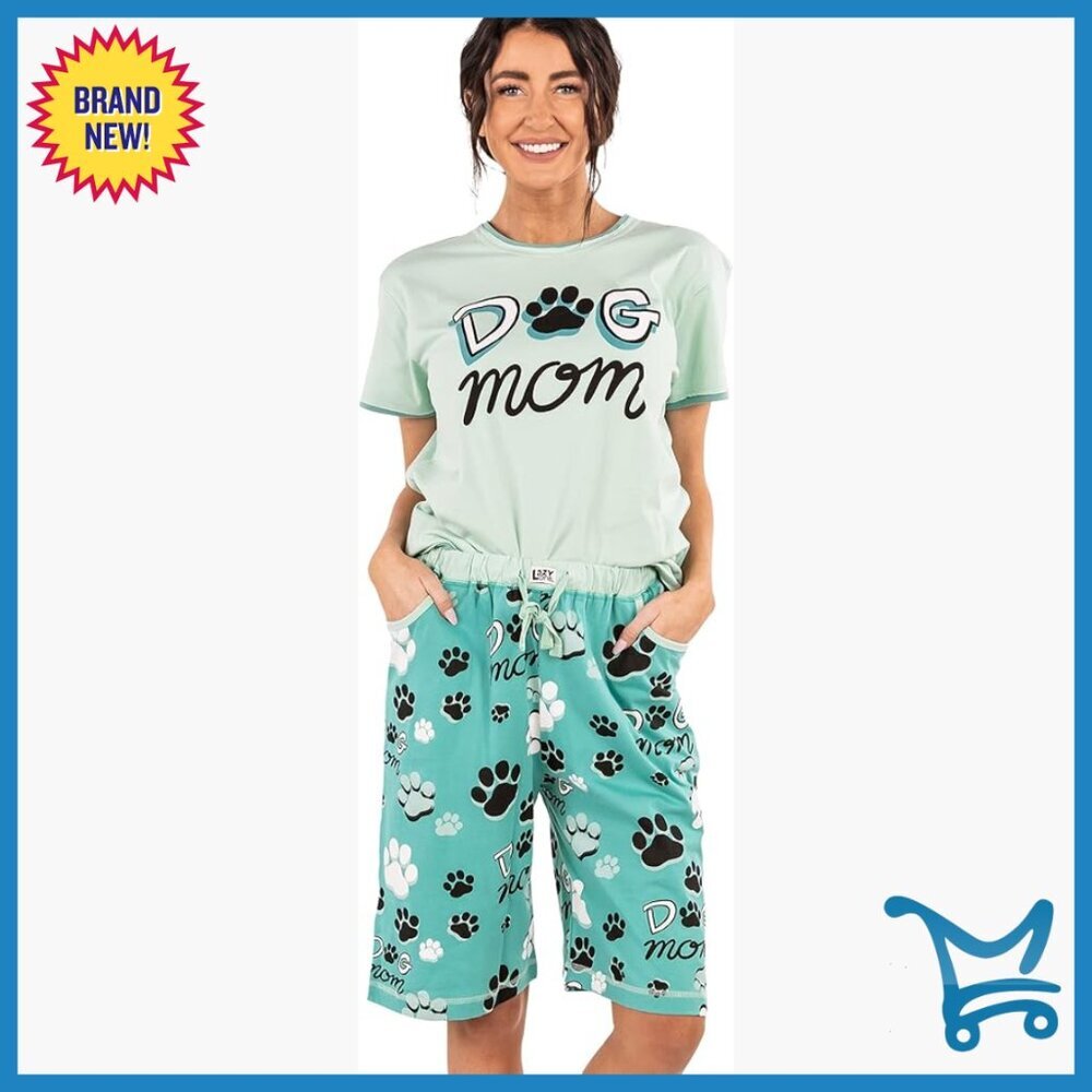Large Cotton Pajama Lounge Set with Bermuda Shorts and T-Shirt